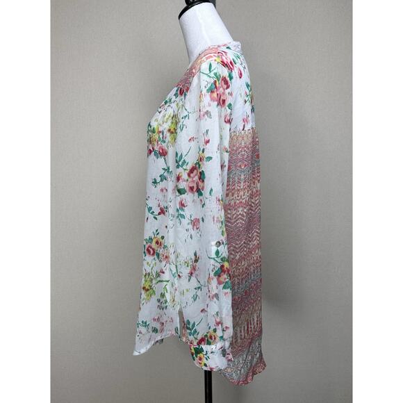 Fig & Flower Womens Sheer Floral Paisley Flowy Boho Hippie Blouse Size XL - Picture 5 of 12